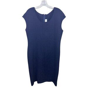 St. John Collection Santana Knit Navy Sheath Dress 12 Sleeveless Classic Career